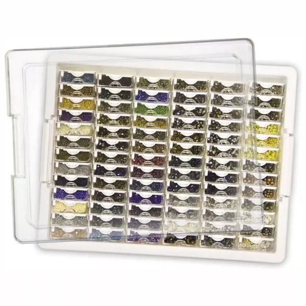 Elizabeth Ward Bead Storage Solutions 82 Piece Stackable Organizer Tray with Lid, 78 Compartments for Seed Beads, Crystals, and Craft Supplies Clear