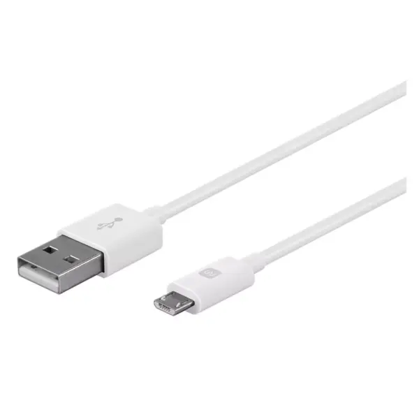 Monoprice USB-A to Micro B Cable - 3 Feet - White, Polycarbonate Connector Heads, 2.4A, 22/30AWG - Select Series