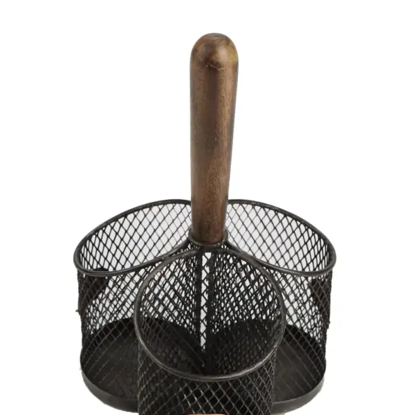 MIND READER Utensil Caddy [3 Round Compartments] (BLACK MESH)