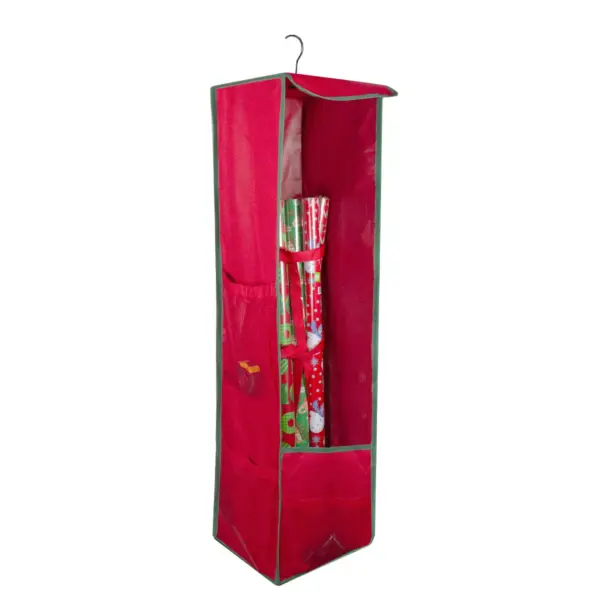 Northlight 36” Vertical Red and Green Hanging Christmas Decoration Organizer Storage Bag