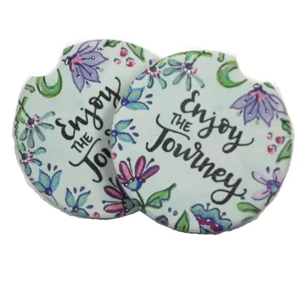 Car Coaster 2.5" Enjoy The Journey Absorbent Flowers  -  Coasters