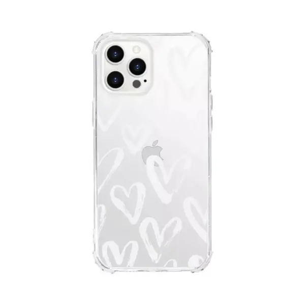 OTM Essentials Apple iPhone 12 Pro Tough Edge Clear Phone Case - White Hearts