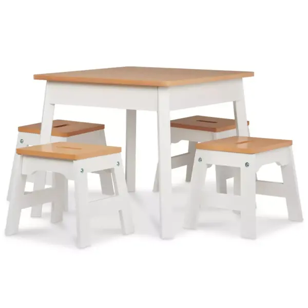 Melissa & Doug Wooden Stools - Set of 4 - White/Natural