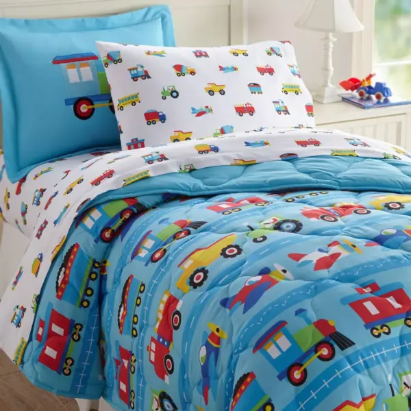 Full Trains with Planes and Trucks Microfiber Sheet Set - WildKin