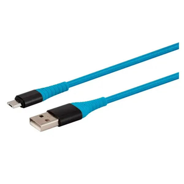 Monoprice USB 2.0 Micro B to Type A Charge and Sync Cable - 6 Feet - Blue | Durable, Kevlar-Reinforced Nylon-Braid - AtlasFlex Series