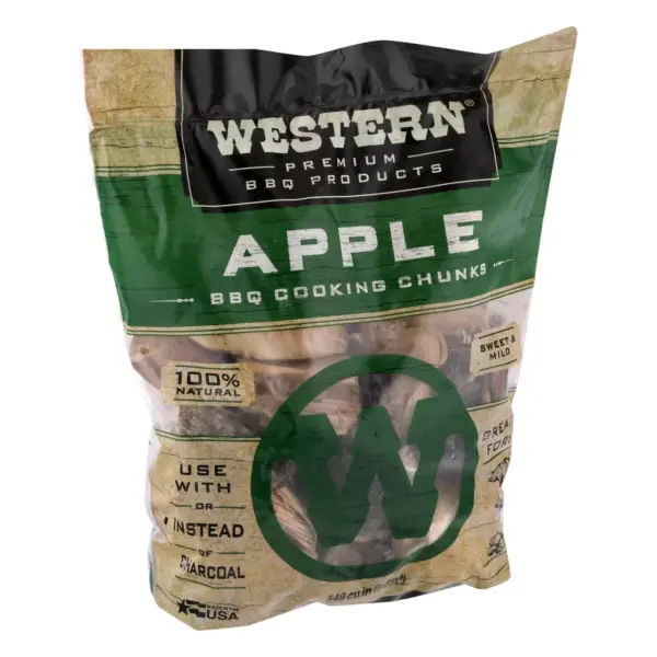 Western BBQ 28084 549 cu in. Premium Apple Wood BBQ Charcoal Propane Pellet Grill/Smoker Cooking Chunks