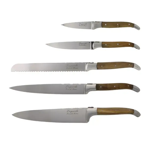 French Home Laguiole 6pc Stainless Steel Connoisseur Kitchen Knife Set with Magnetic Display