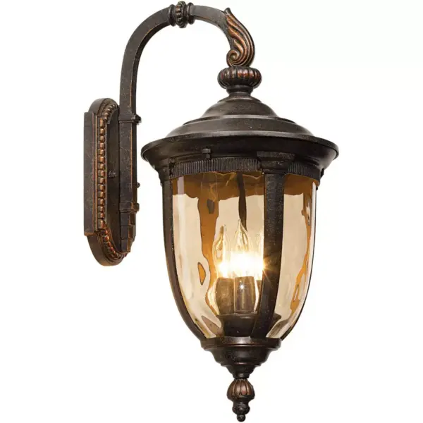 John Timberland Vintage Outdoor Wall Light Fixture Bronze Metal 20 1/2" Champagne Hammered Glass for Exterior House Porch Patio