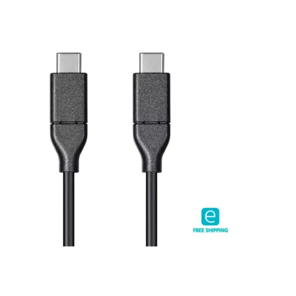 Monoprice USB & Lightning Cable - 4 Meter - Black | Essentials 2.0 USB-C to USB-C, 5A, 480 Mbps, use with Samsung Galaxy S9 S8 Note 8, Pixel, LG V30