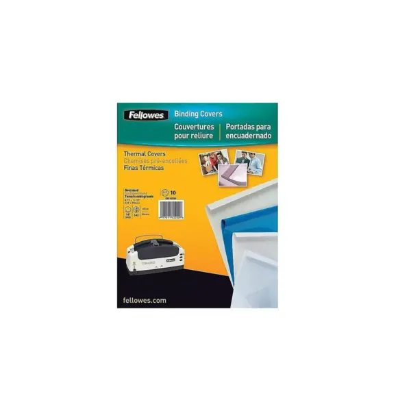 Fellowes Thermal Binding System Covers 30-Sheet Cap 11 x 8 1/2 Clear/Black 10/Pack 5222701