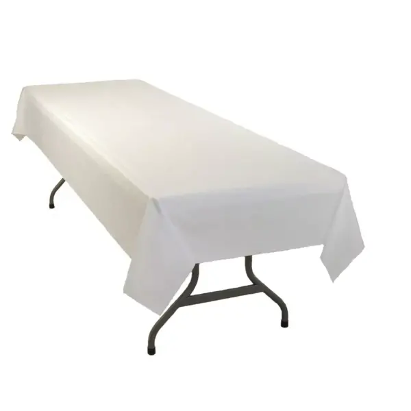 Tablemate Table Set Rectangular Table Cover Heavyweight Plastic 54 x 108 White 6/Pack 549WH