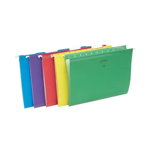 Staples Reinforced Hanging File Folders 5-Tab Letter Size Asst. Colors 25/BX 813110