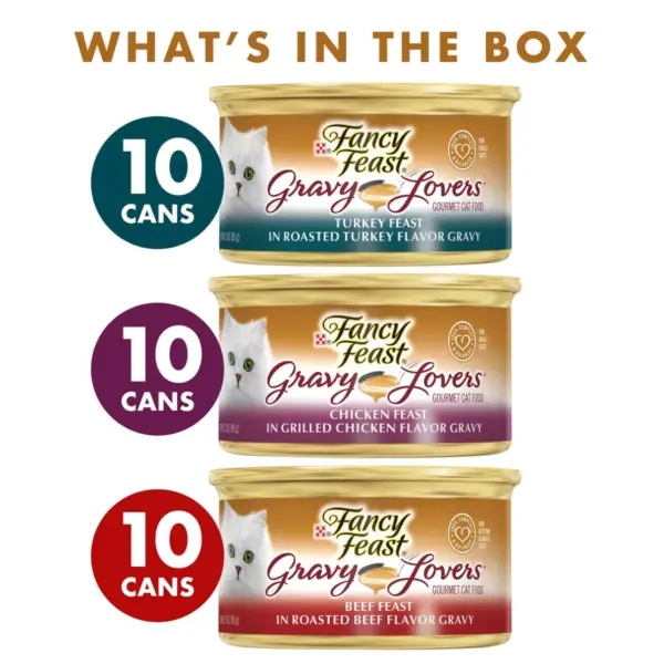 Purina Fancy Feast Gravy Lovers Poultry & Beef Collection Gourmet Wet Cat Food - 3oz/30ct Variety Pack