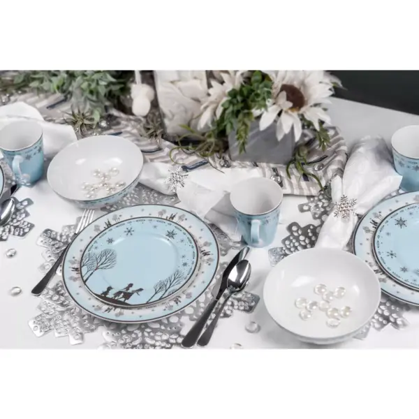 Robe Factory LLC Disney Frozen 2 Anna & Elsa Ceramic Dining Set Collection | 16-Piece Dinner Set