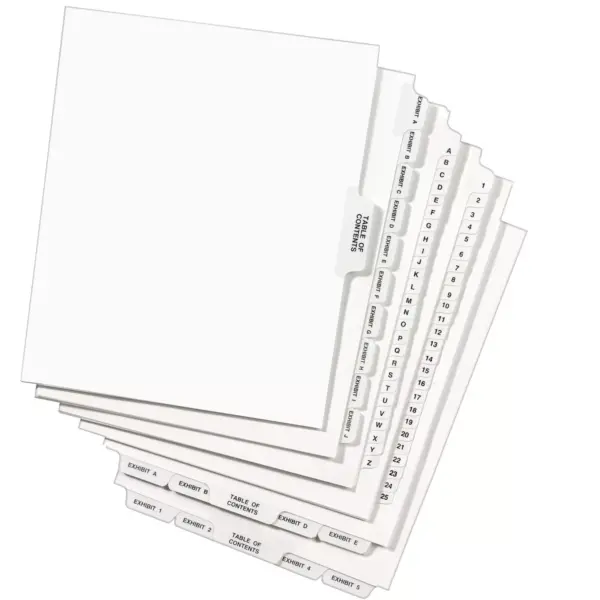 Avery-Style Legal Exhibit Side Tab Divider Title: 1-25 14 x 8 1/2 White 01430