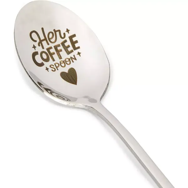 Engraved Spoon Gift Set, His Coffee Spoon, Her Coffee Spoon (7.8 In, 2 Pack)