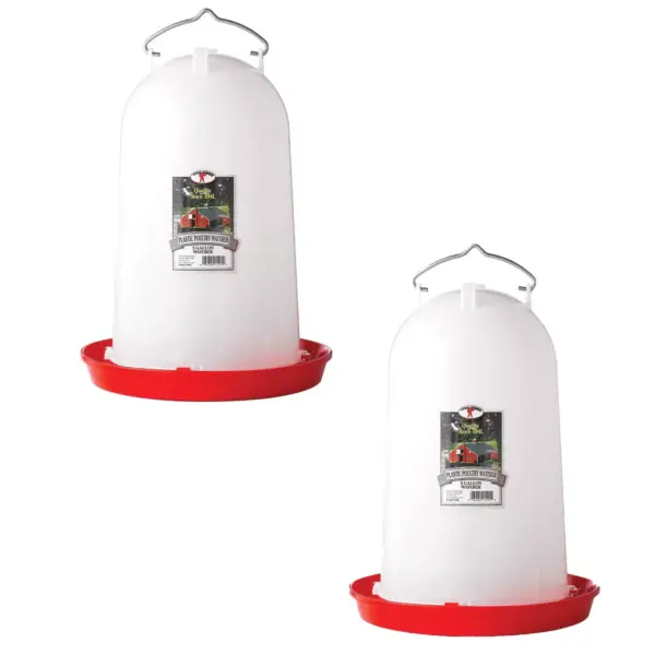 Little Giant Extra Large 3-Gallon Capacity Heavy-Duty Plastic Gravity Fed Poultry Waterer System (2 Pack)