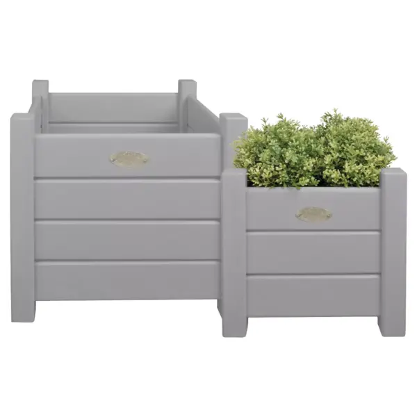 12"X12"X12" - 16"X16"X16" Square Planters - Gray - Esschert Design