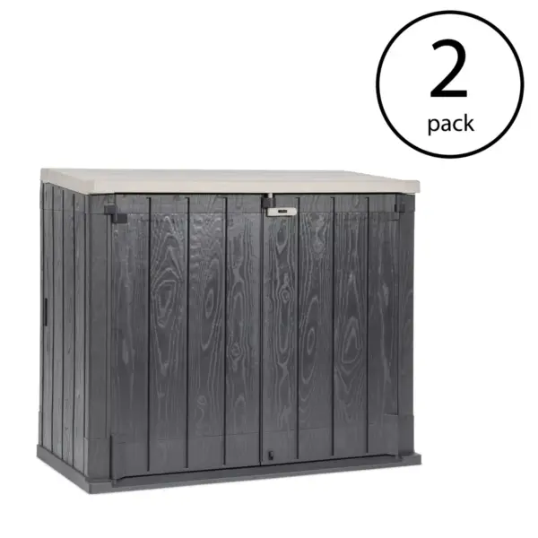 Toomax Storer Plus XL 44 Cubic Foot Resin Weather Resistant Outdoor Horizontal Storage Shed Cabinet for Trash Cans and Yard Tools (2 Pack)