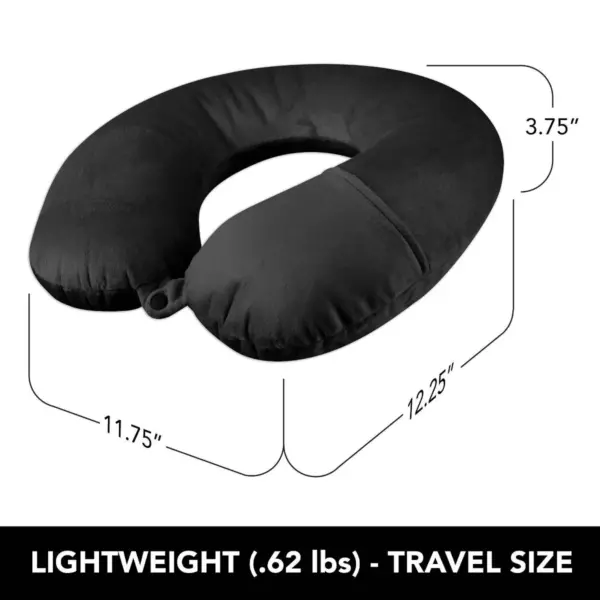 Brookstone Charcoal-Infused Memory Foam Travel Neck Pillow - Black