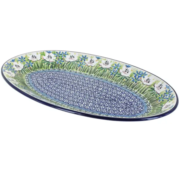 Blue Rose Polish Pottery Song of Spring Oval Platter