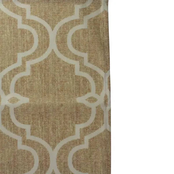 Northlight 88" Tan and White Oversize Print Polyester and Linen Table Runner