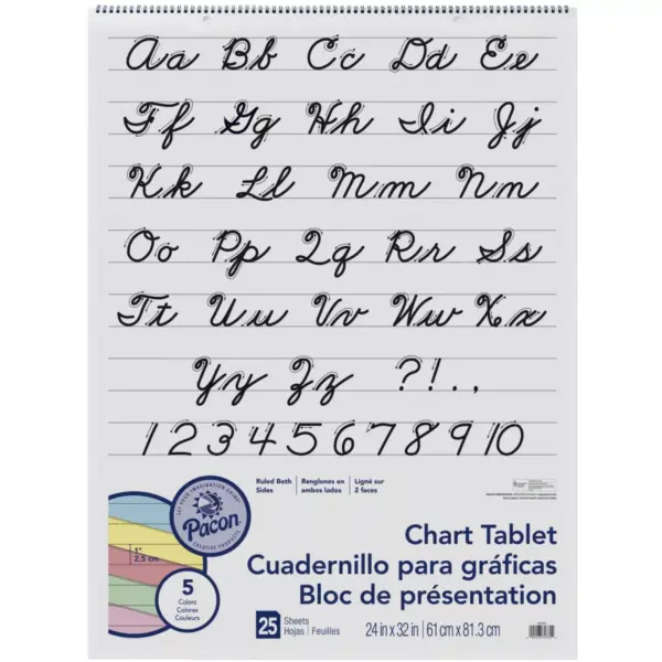 Pacon Chart Tablet, 24 x 32 Inches, 1 Inch Ruled Short Way, 25 Sheets