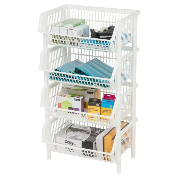 IRIS 4pk Jumbo Stacking Plastic Storage Basket