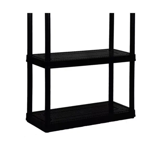 Gracious Living 4 Shelf Tier Medium Resin Indoor & Garage Shelf, Black (2 Pack)