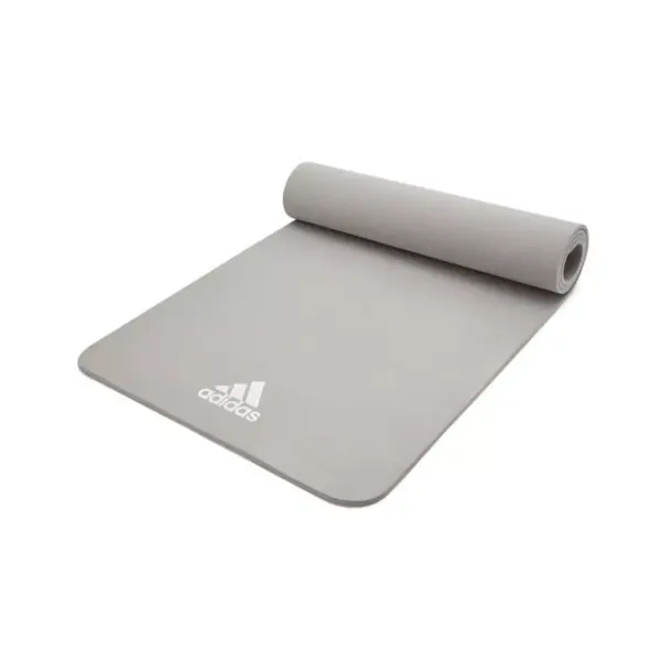 Adidas ADYG-10100GR Universal Exercise Roll Up Slip Resistant Fitness Pilates and Yoga Mat, 8mm Thick, Grey