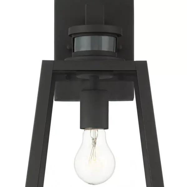 John Timberland Modern Industrial Outdoor Wall Light Fixture Black 14 3/4" Clear Glass Dusk to Dawn Motion Sensor for Porch Patio