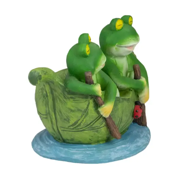 Northlight 10" Green Frogs in a Lily Pad Outdoor Garden Statue