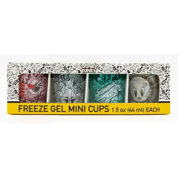 Silver Buffalo Looney Toons 1.5 Ounce Freeze Gel Plastic Mini Cups | Set of 4