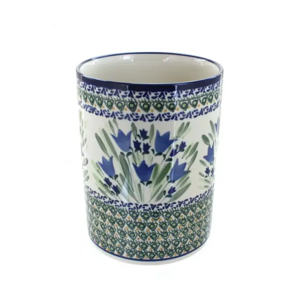 Blue Rose Polish Pottery Blue Tulip Utensil Jar