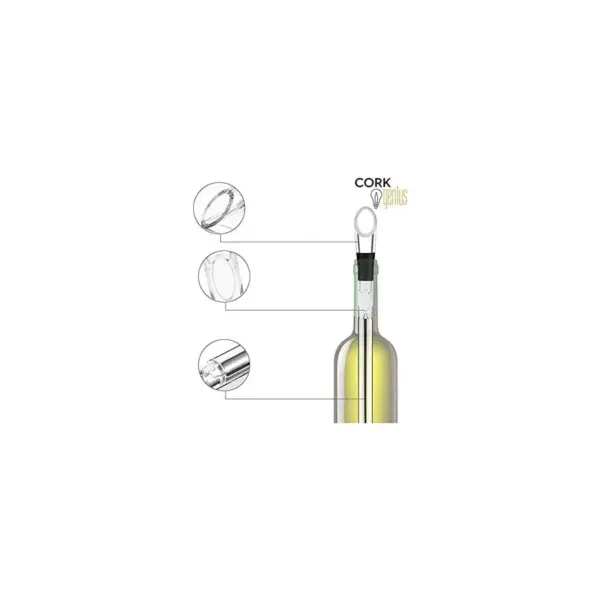 Cork Genius Wine Chiller and Aerator with Perfect-Pour Spout - Stainless-Steel Chill Rod for Quick, Ice-Free Wine Chilling - Built-In Wine Aerator with Easy-to-Clean, Acrylic Non-Drip Pour Spout