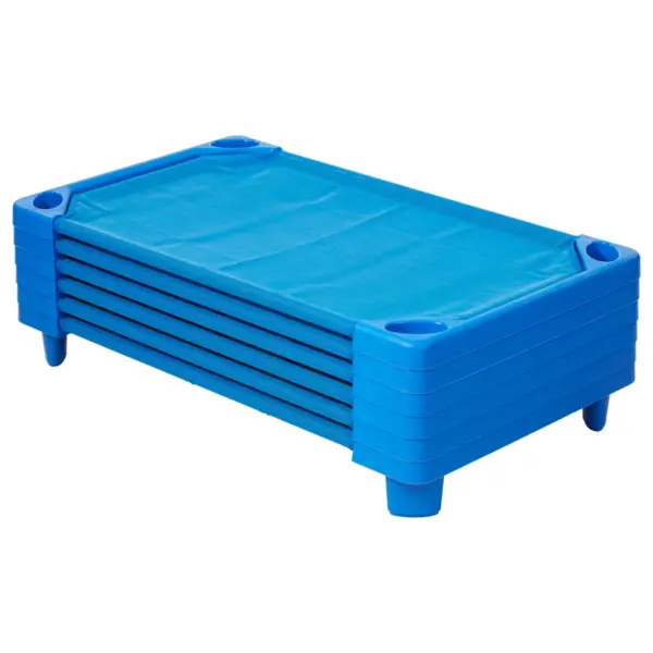 ECR4Kids Streamline Stackable Toddler Naptime Cot, 40" L x 23" W, Ready-to-Assemble, Blue (set of 6)