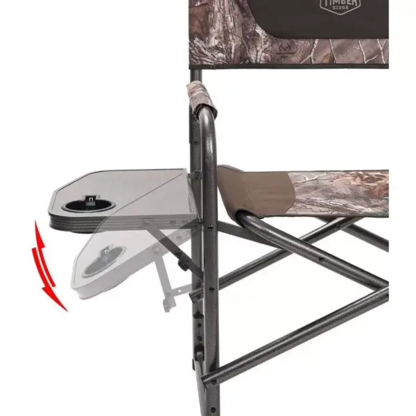 Timber Ridge Indoor Outdoor Portable Lightweight Aluminum Frame Folding Camping Directors Chair with Side Tables, Camo (2 Pack)