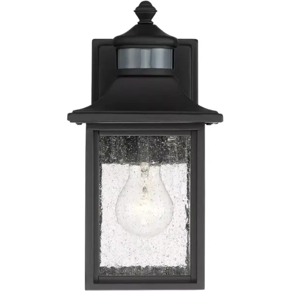 John Timberland Outdoor Wall Light Fixture Black Steel 11 1/2" Seedy Glass Motion Security Sensor for Exterior House Porch Patio Deck