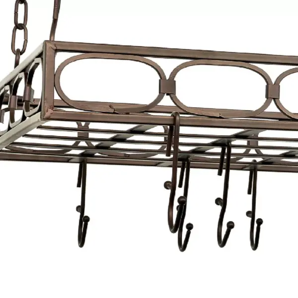 Old Dutch International Oiled Bronze Rectangular Pot Rack with 16 Hooks