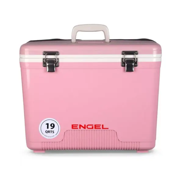 Engel UC19 19 Quart Fishing Live Bait Dry Box Ice Cooler with Stain/Odor-Resistant Surface and Shoulder Strap, Pink