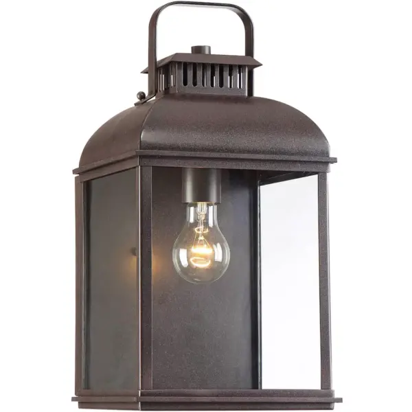 John Timberland Rustic Outdoor Wall Light Fixture Rust 13" Clear Glass Lantern for Exterior House Porch Patio Deck