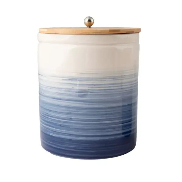 Ceramic Large Ombre Canister with Wood Lid Blue - Thirstystone