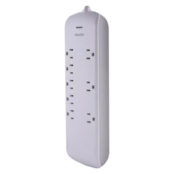 Philips 8-Outlet Surge Protector with 8ft Extension Cord, White