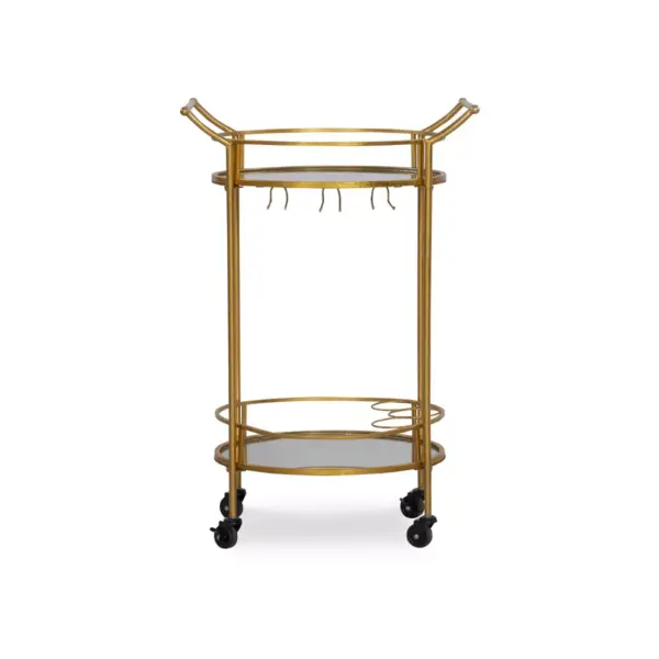 Round Metal Bar Cart Gold - Linon