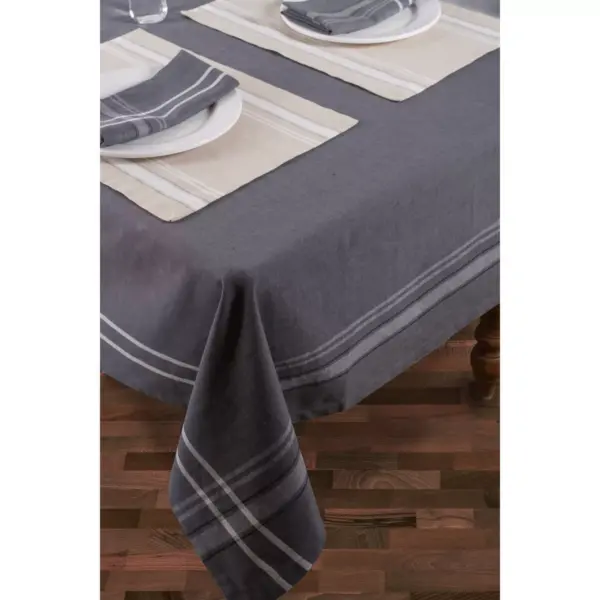 Design Imports 104"X60" French Chambray Tablecloth Gray