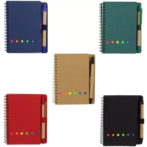 5 Packs Kraft Spiral Mini Notebooks Notepads Note Book Pad with Sticky Notes 6 inches