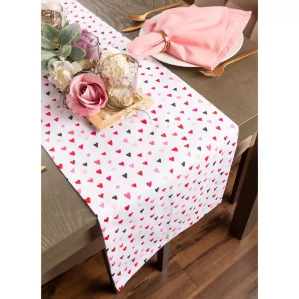 72"x14" Confetti Hearts Print Table Runner Pink - Design Imports