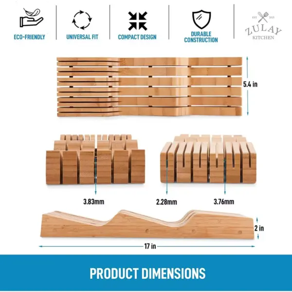 Zulay Kitchen Bamboo Knife Block