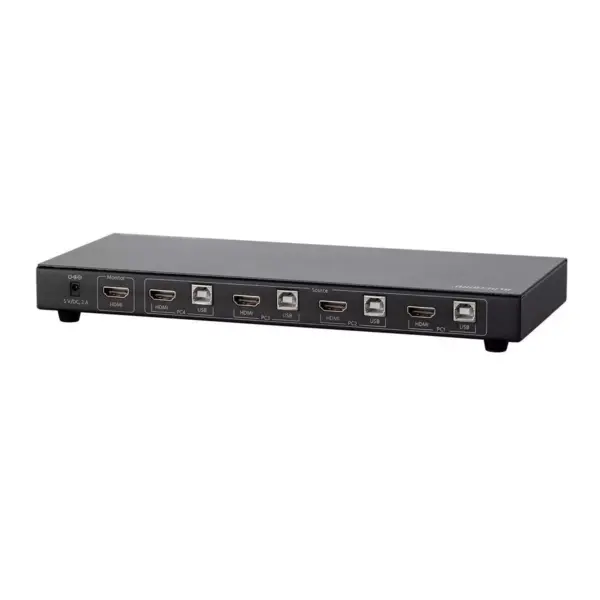 Monoprice 4K 4x1 HDMI 1.4 & USB 2.0 KVM Switch, Includes A USB 2.0 Data Connection With Over Current Detection And Protection