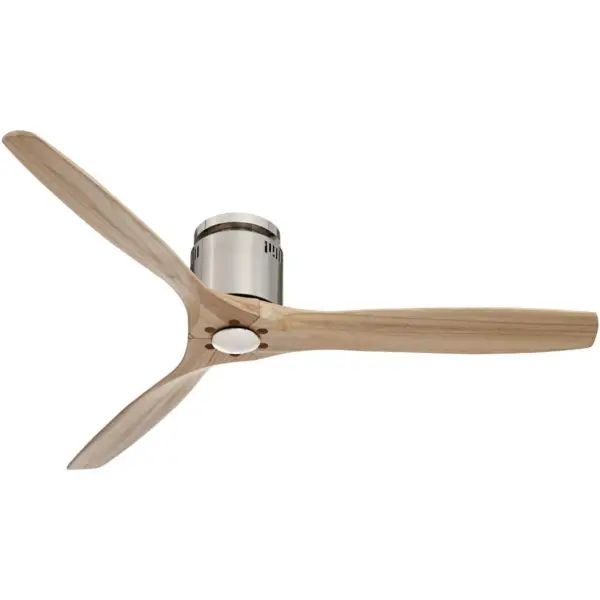 52" Casa Vieja Modern Hugger Ceiling Fan with Remote Brushed Nickel Natural Wood Carved Blades for Living Room Kitchen Bedroom